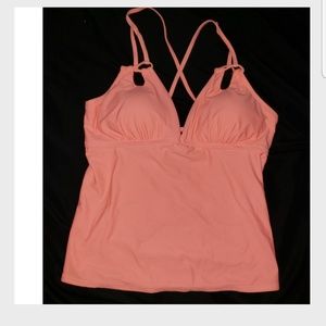 Neon peach tankini top
